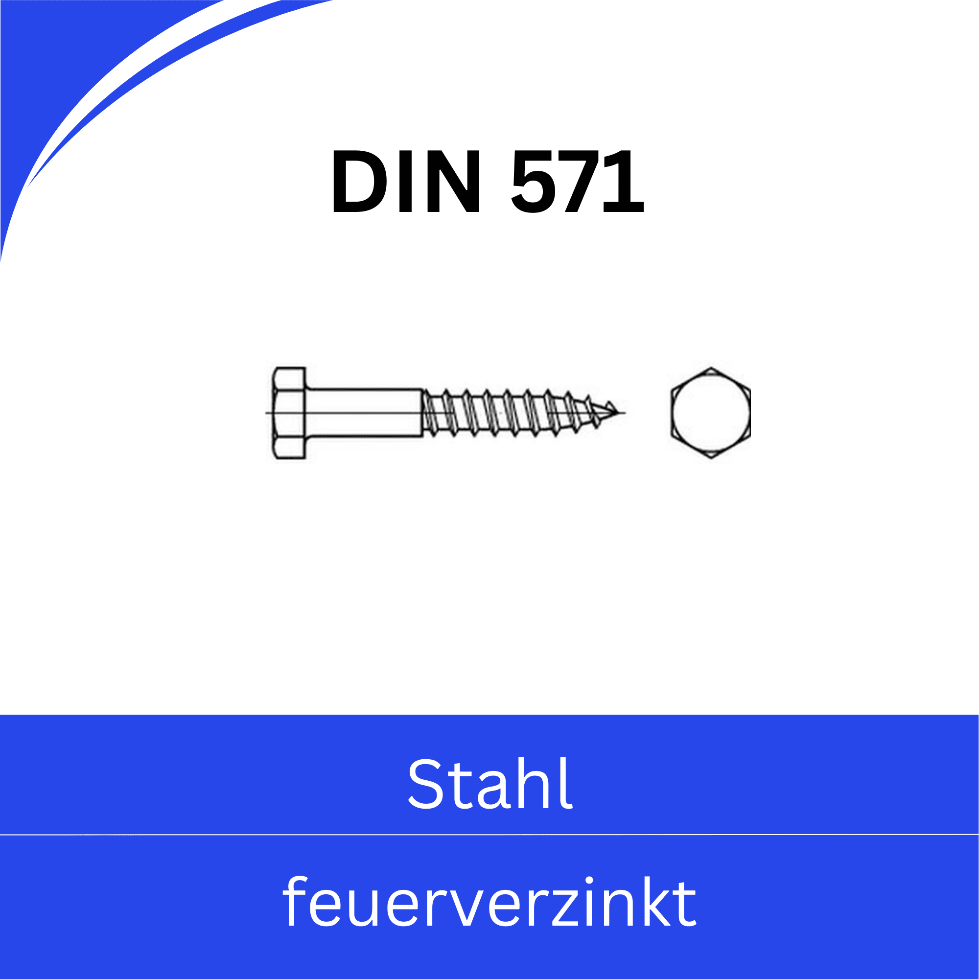 Bild von DIN 571 - Holzschrauben - Sechskantkopf (Stahl feuerverzinkt)